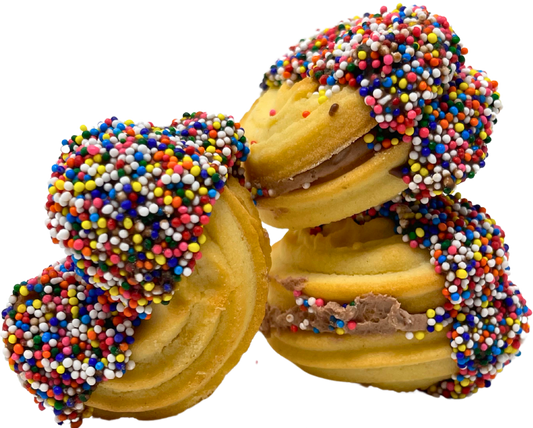 Chocolate Non-Pareil Sprinkle Sandwich Butter Cookie