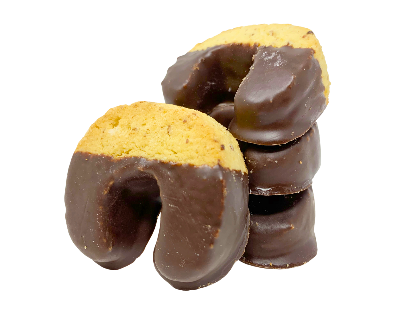 Chocolate Dipped Butter Crescent Cookie